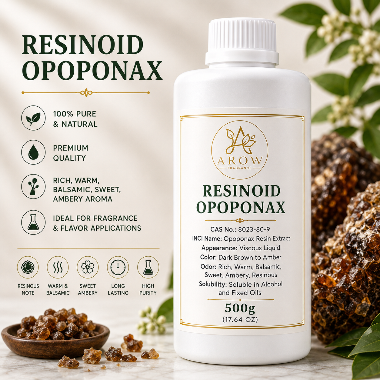 Resinoid Opoponax – Warm Sweet Myrrh Balsamic Resin for Perfumery & Incense